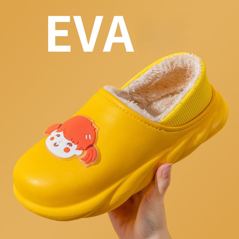 Waterproof Cotton Slippers Women's Autumn and Winter Bag Heel Home Indoor Non-Slip Warm Thick Bottom Furry Confinement Cotton-Padded Shoes Outer Wear