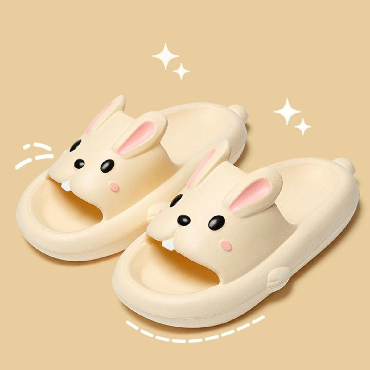 Rabbit Slippers Women's Summer Indoor Home Wear Bathroom Non-slip Stepping on Feces Feeling Super Soft Thick Bottom Sandals Summer