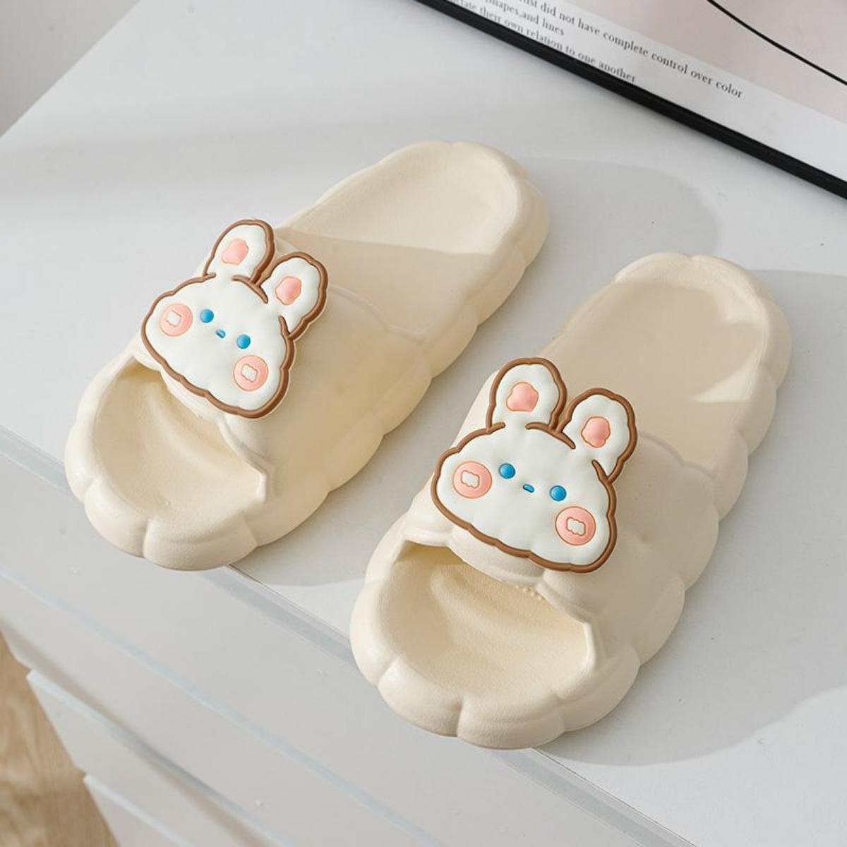 Women's Summer Indoor Home Bathroom Bath Non-Slip Cute Rabbit Shit Slippers Summer Outerwear