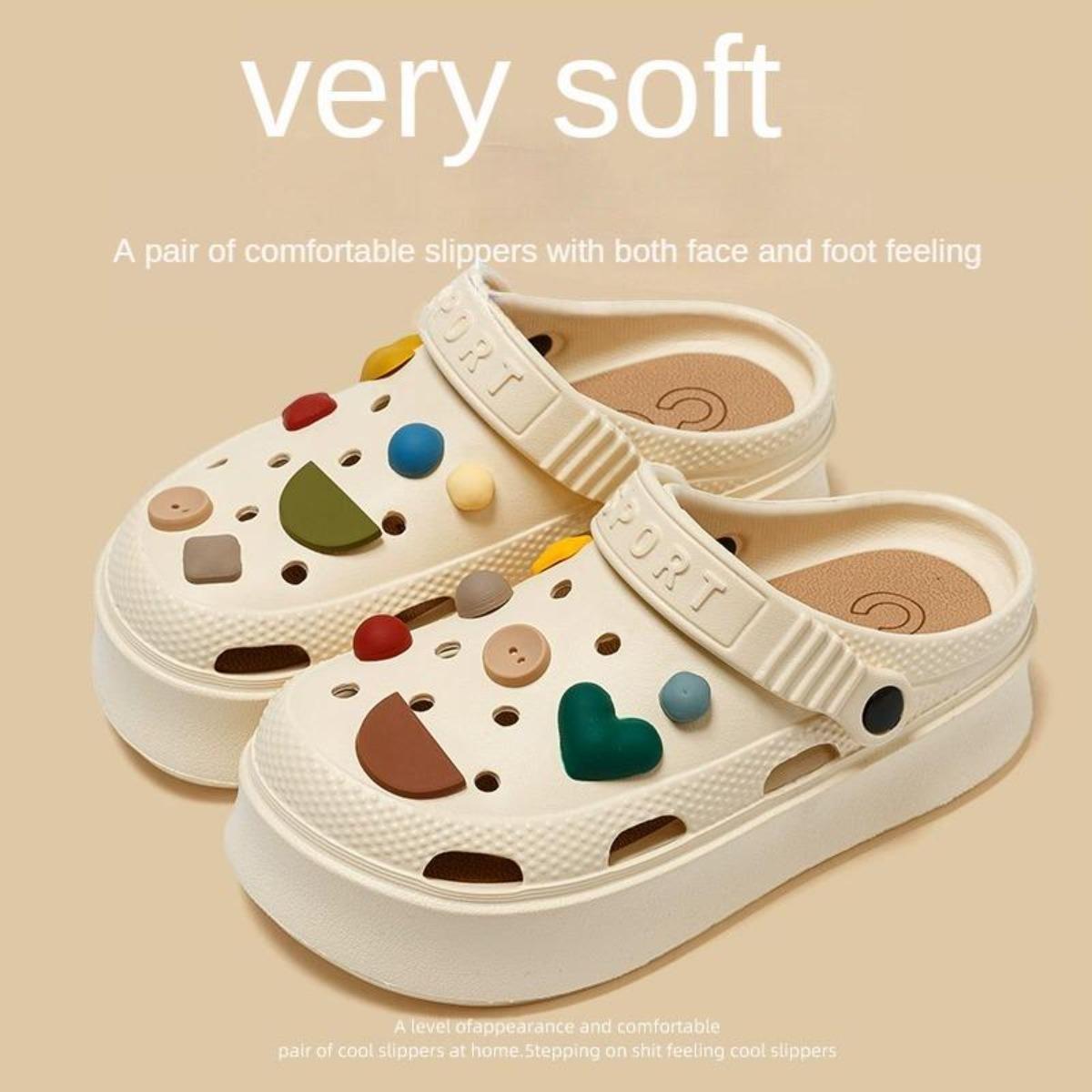 Breathable Women's Outdoor Slippers EVA Platform Shoes with Height Increase & Removable Insole for Indoors and Outdoors