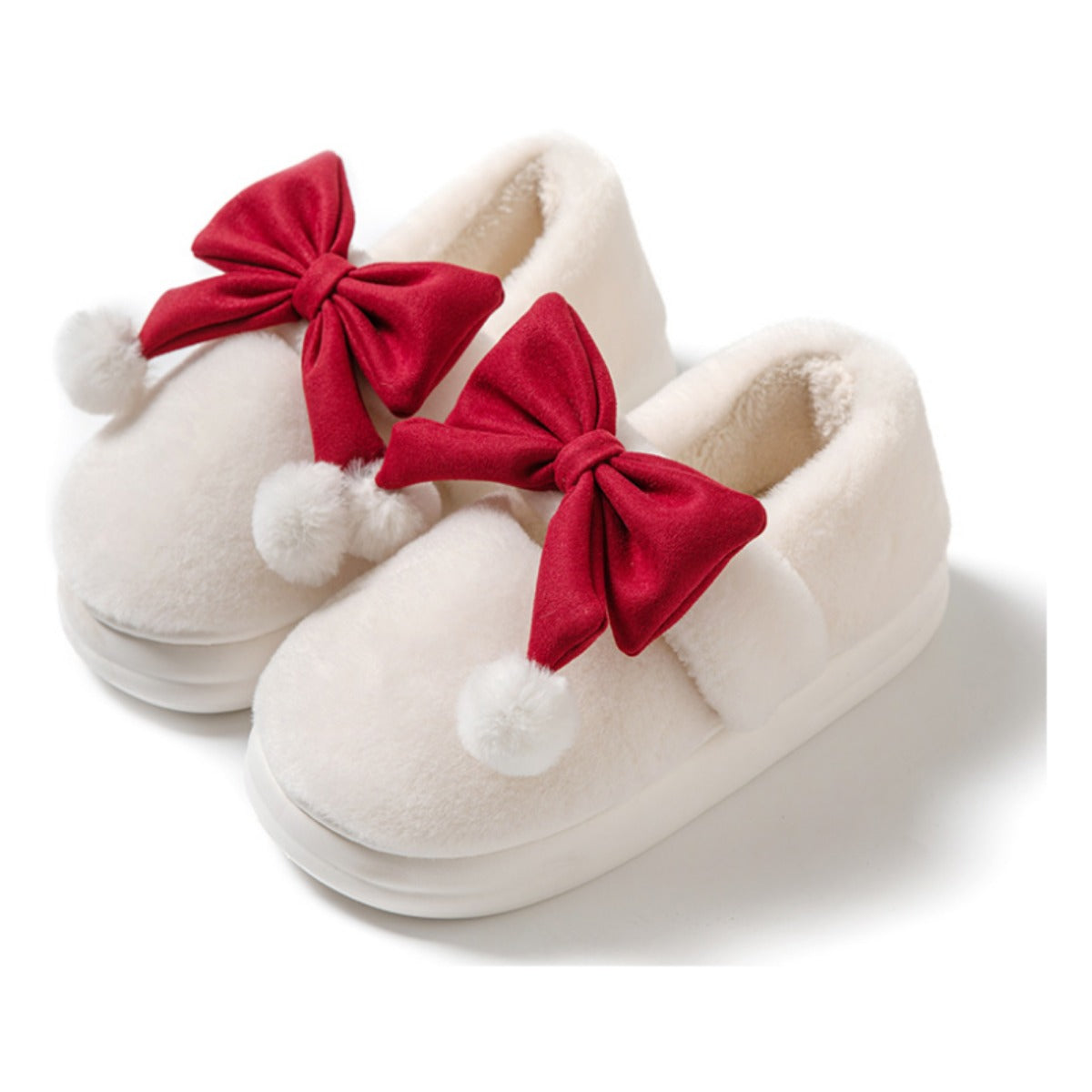 Bowknot Cotton Slippers for Women Autumn and Winter 2023 New Indoor Home Cute Warm Slugged Bottom Plush Cotton Slippers