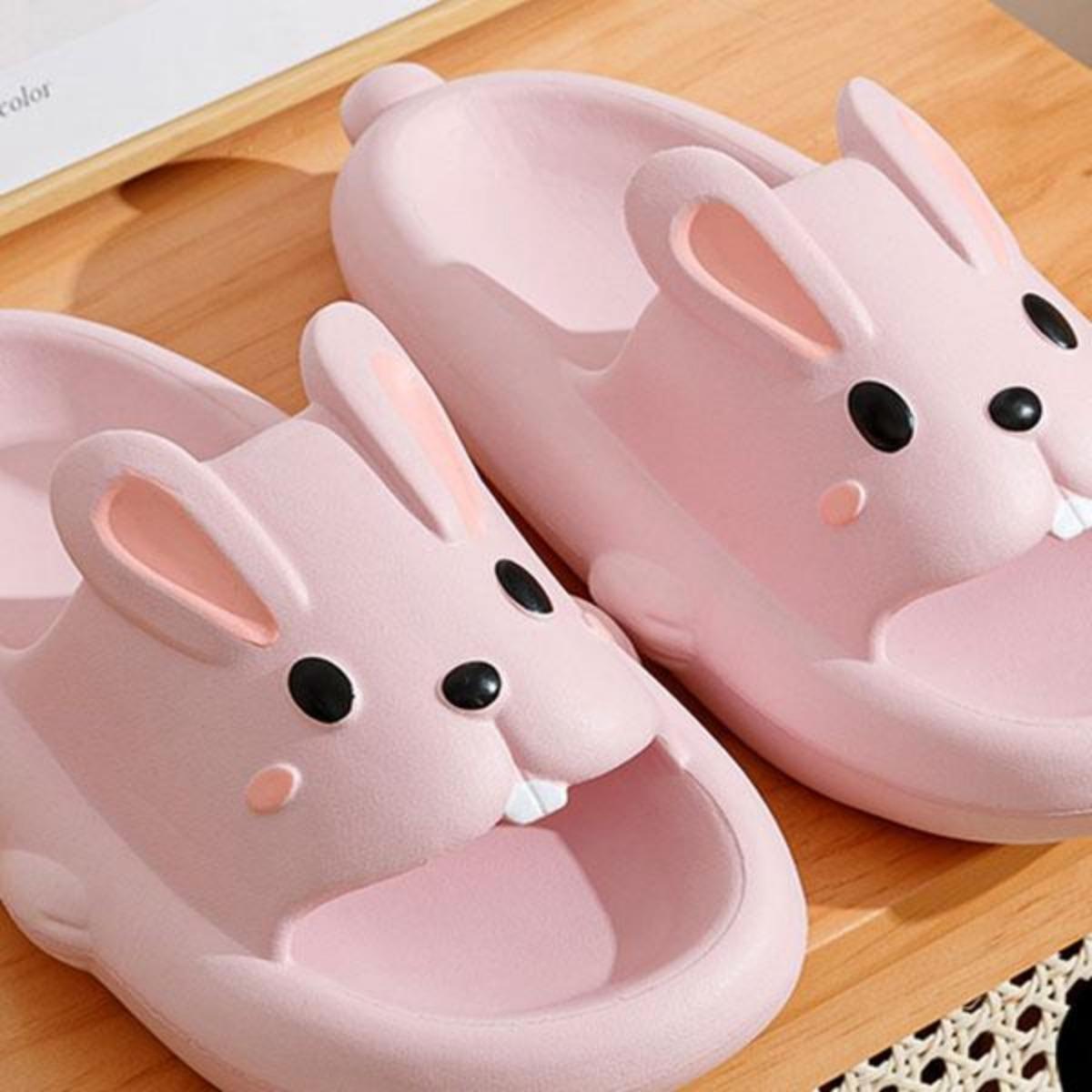 Rabbit Slippers Women's Summer Indoor Home Wear Bathroom Non-slip Stepping on Feces Feeling Super Soft Thick Bottom Sandals Summer