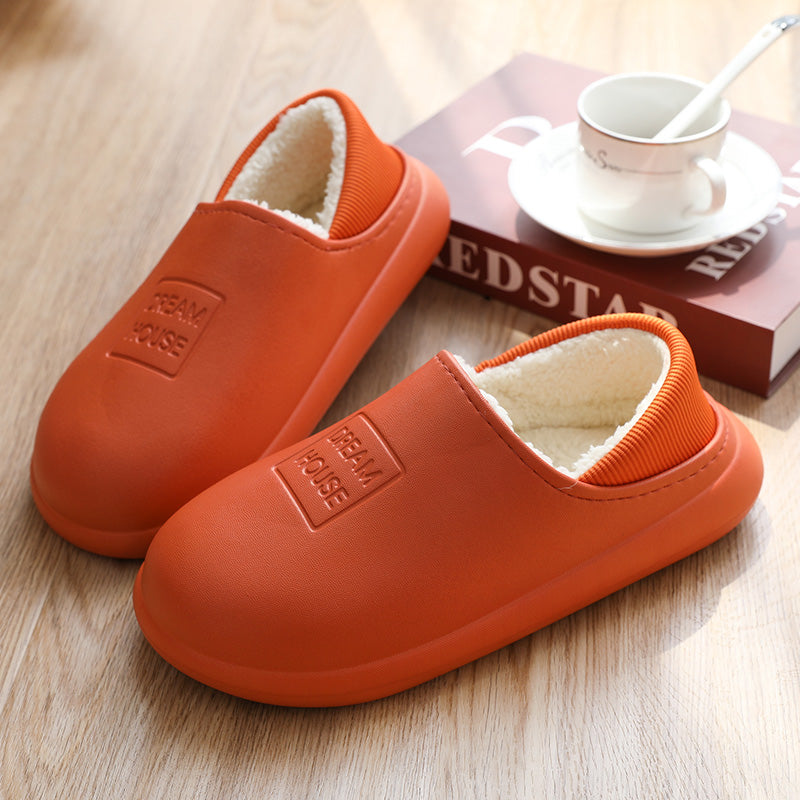 Women's Waterproof Autumn Winter Thick-soled Cotton Slippers EVA Plush Warm Cotton Shoes