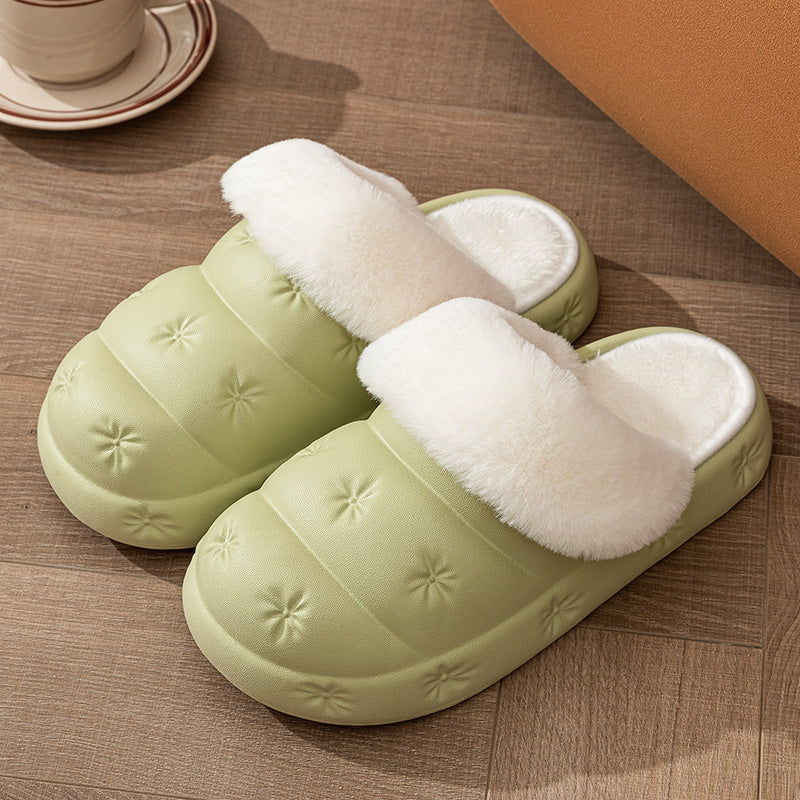 Waterproof Cotton Slippers Women's Winter Indoor Household Thick Bottom Couple Warm Slipper Nonslip Cotton Slippers Men