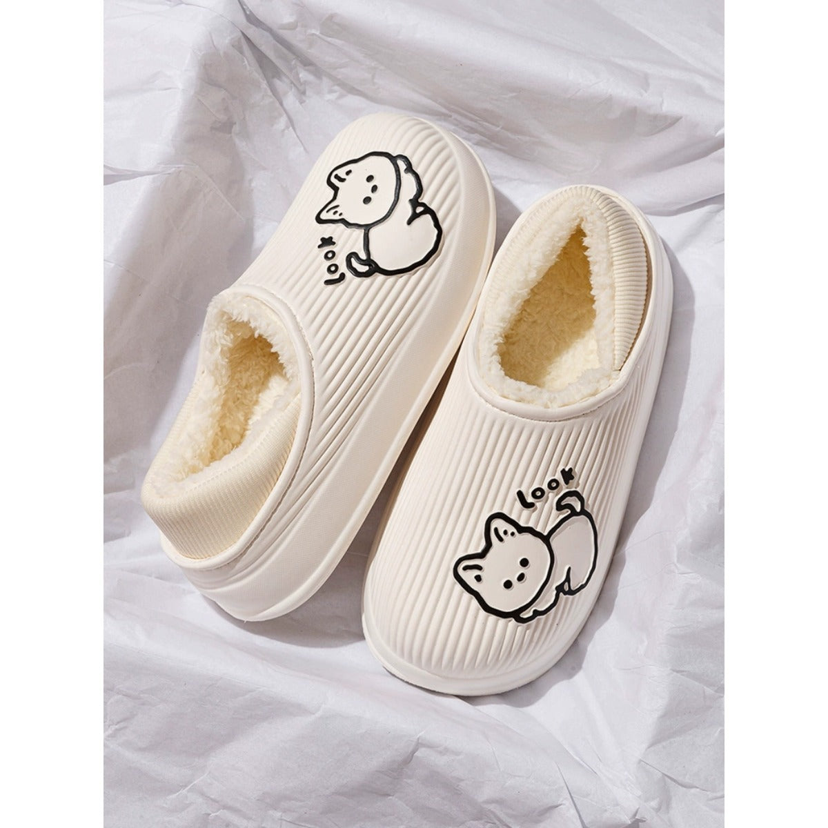 Cartoon Waterproof Cotton Slippers Outdoors At Home In Winter