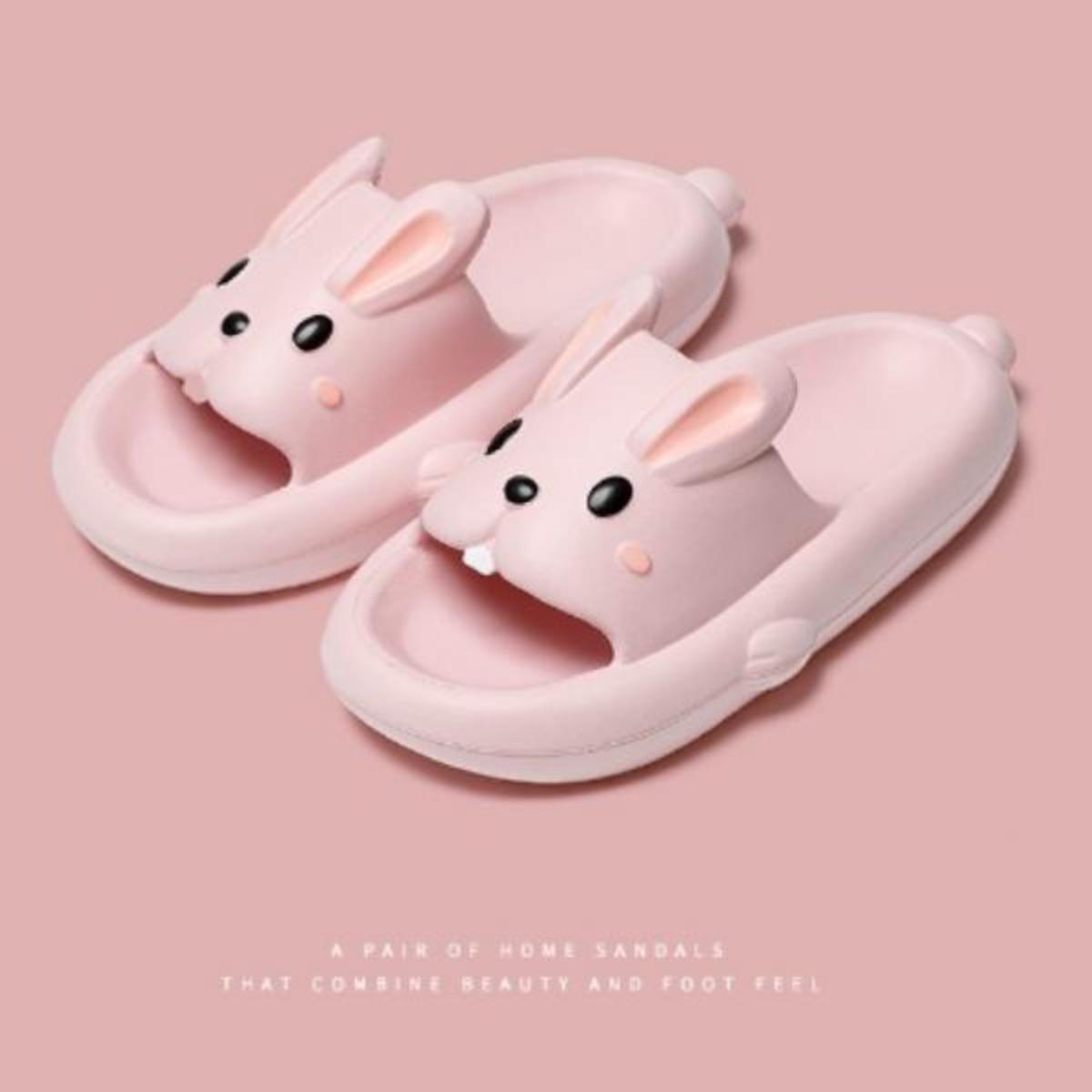 Rabbit Slippers Women's Summer Indoor Home Wear Bathroom Non-slip Stepping on Feces Feeling Super Soft Thick Bottom Sandals Summer