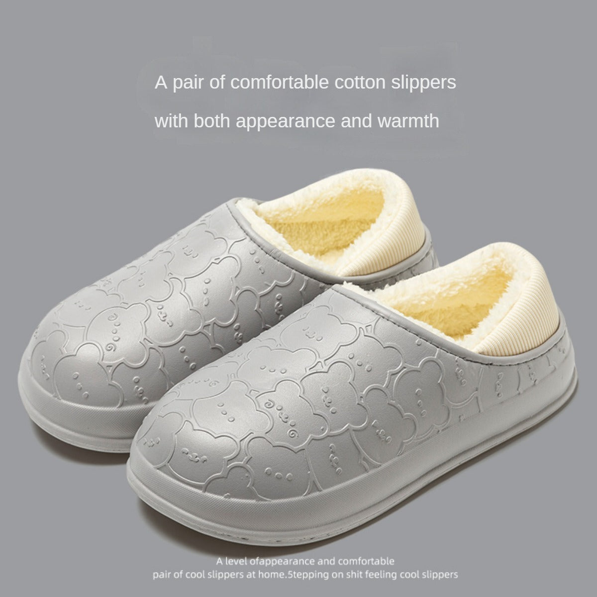 Waterproof Cotton Slippers Women's Winter Indoor Household Thick Bottom Fleece-Lined Couple Ankle Wrap Cotton Shoes