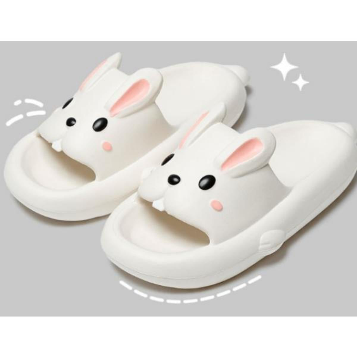 Rabbit Slippers Women's Summer Indoor Home Wear Bathroom Non-slip Stepping on Feces Feeling Super Soft Thick Bottom Sandals Summer