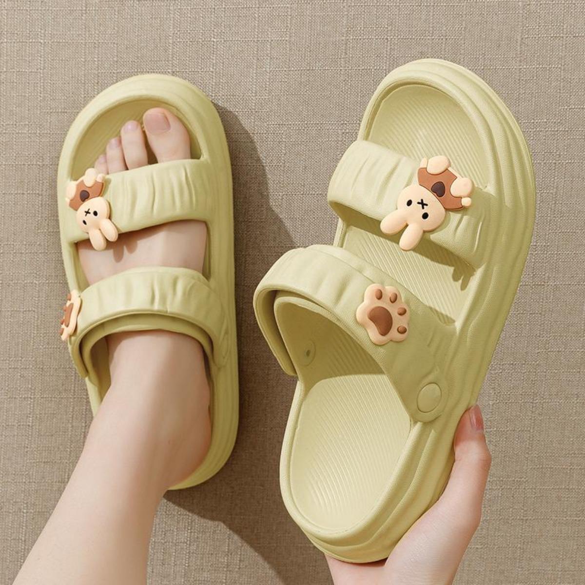 Women's Summer Outdoor Slippers Cute New Thick-Soled Drooping Two-Way Sandals Non-Slip Soft-Soled Fashionable All-Match Beach Slippers