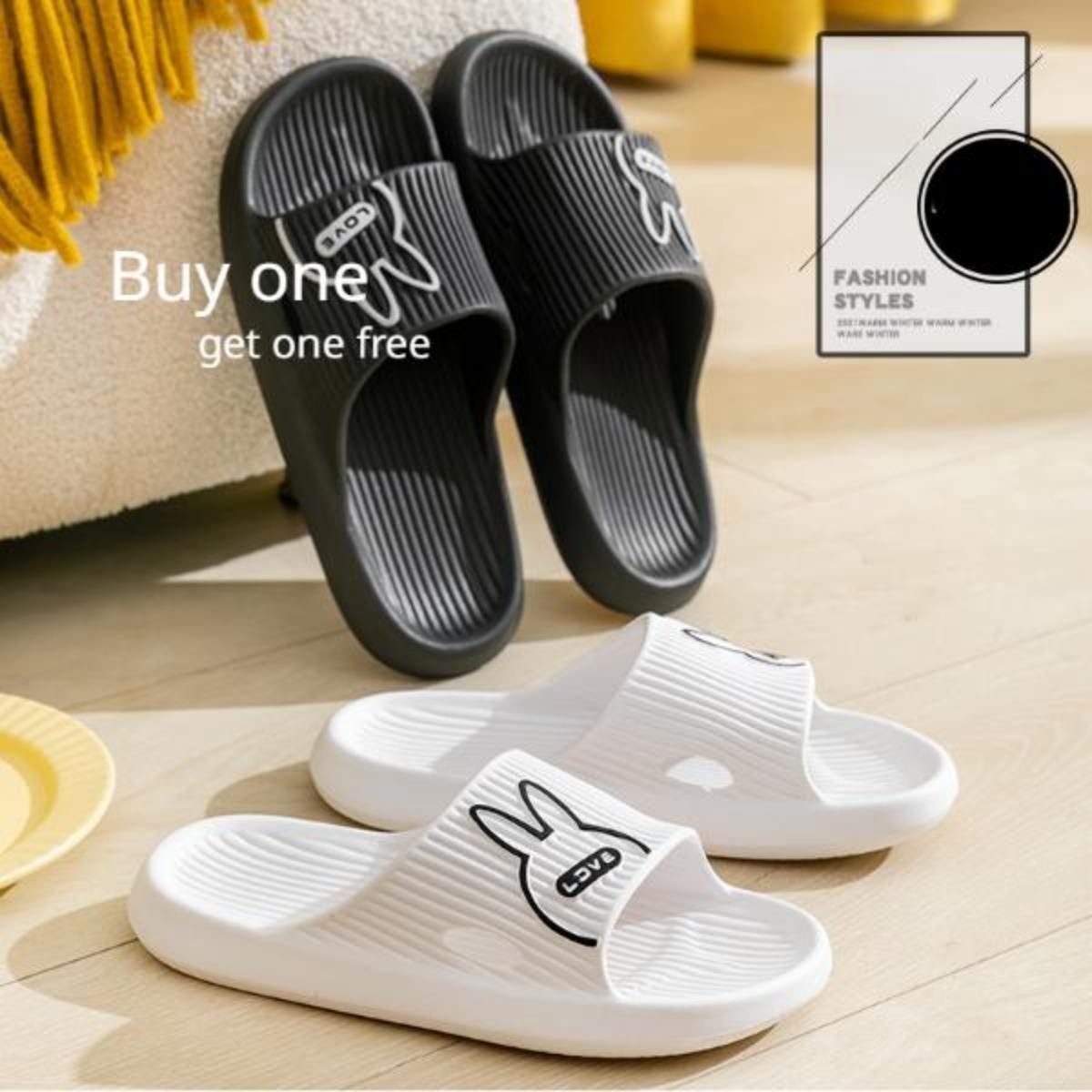 Buy One Get One Free Outdoor Slippers for Women Summer Indoor Household Bathroom Non-Slip Platform Eva Couple Slippers for Men