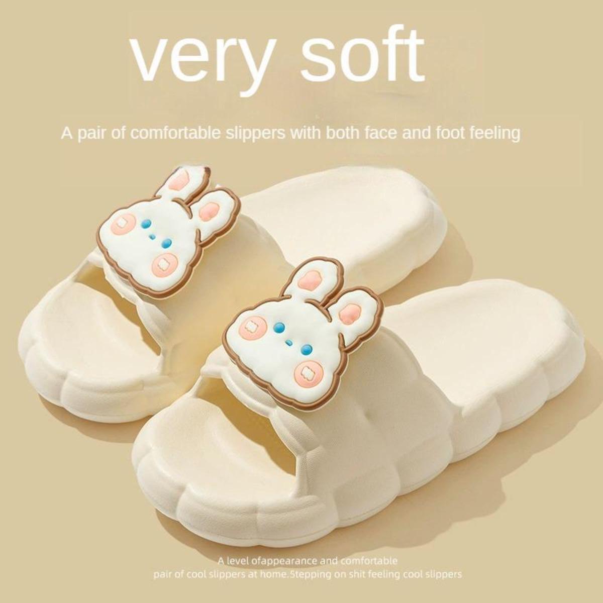 Women's Summer Indoor Home Bathroom Bath Non-Slip Cute Rabbit Shit Slippers Summer Outerwear