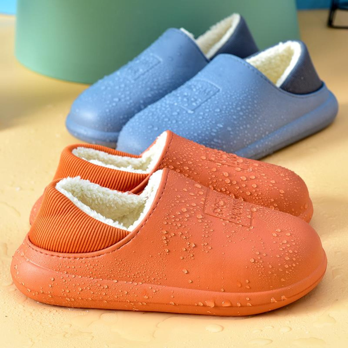 Free Shipping Women's Waterproof Autumn Winter Thick-soled Cotton Slippers for Home Men's Couples EVA Plush Warm Cotton Shoes