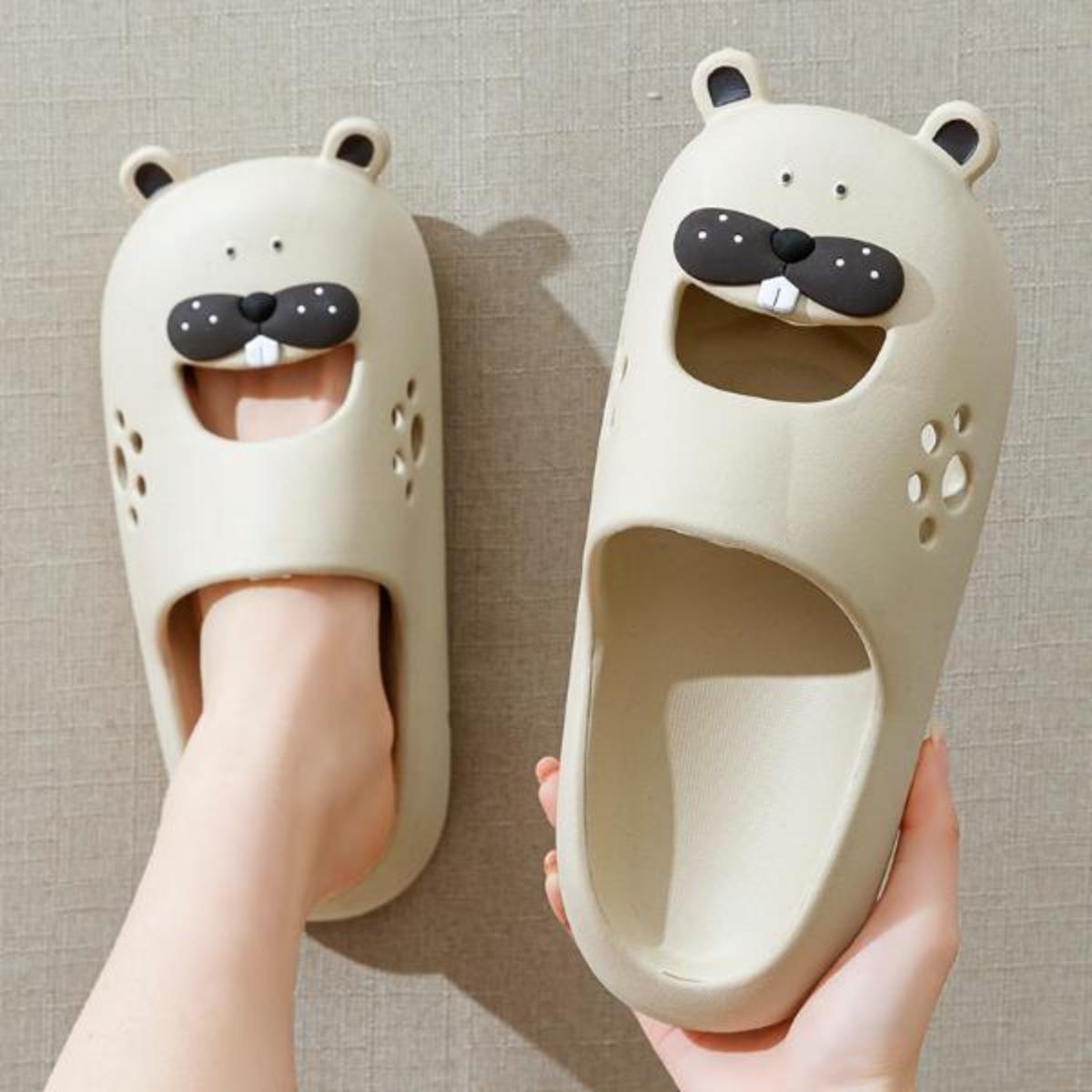 Home Slippers Female Summer New Indoor Non-Slip Silent Bath Cute Head Cover Couple Summer Outerwear Slippers Men