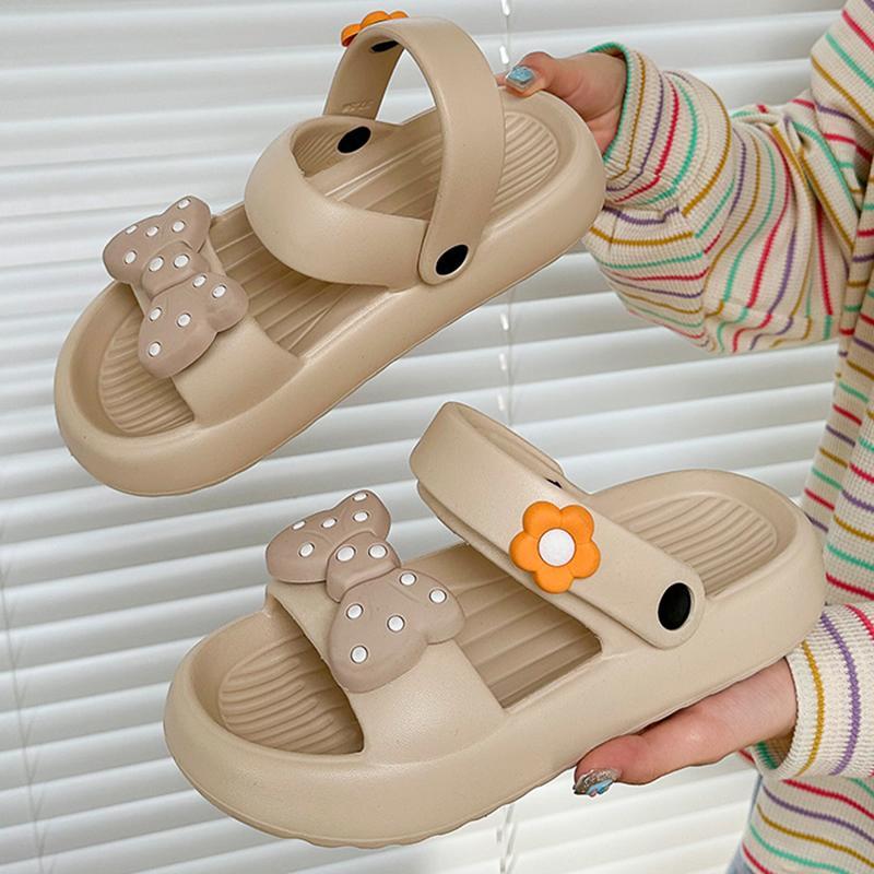 Women Summer Outdoor Home Soft Slippers Non-Slip Beach Sandals Two Wear Cute Slippers