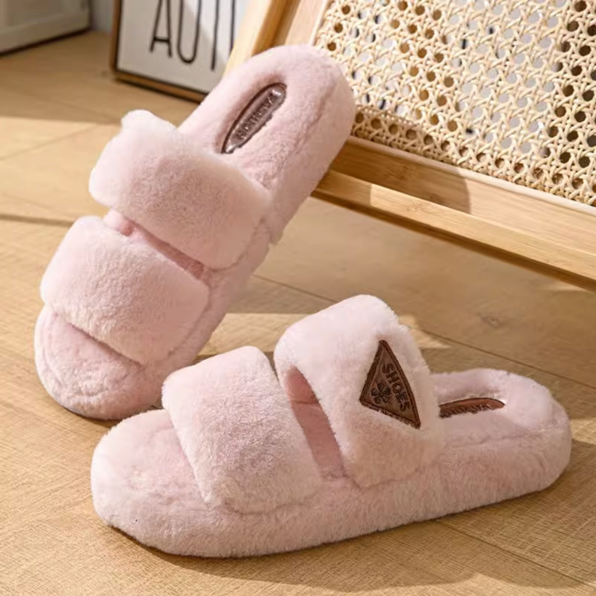 2023 New Women Plush Slippers for Outdoor Wear Korean Version Ins Shoes Autumn and Winter Indoor Plush Cotton Slippers for Women