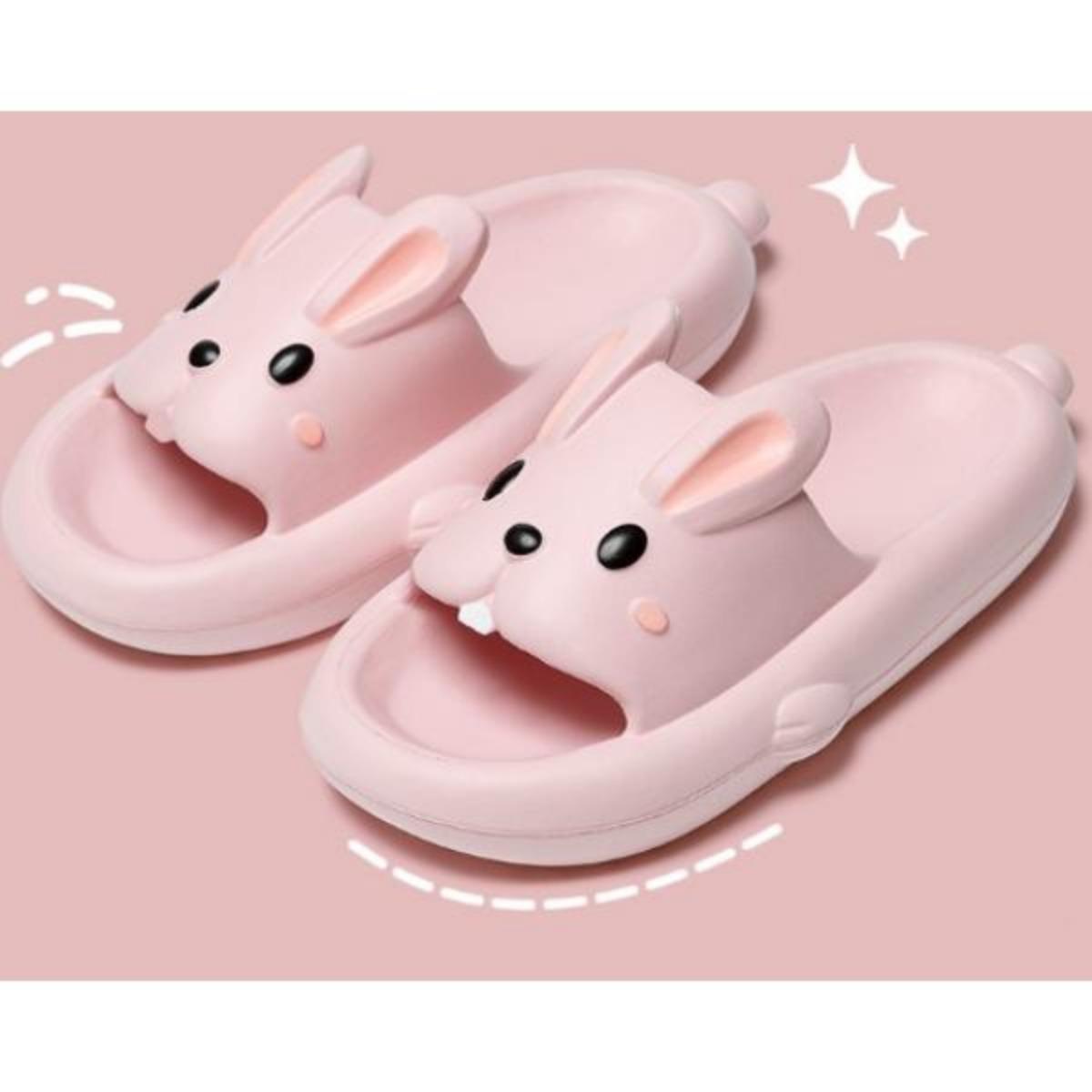 Rabbit Slippers Women's Summer Indoor Home Wear Bathroom Non-slip Stepping on Feces Feeling Super Soft Thick Bottom Sandals Summer