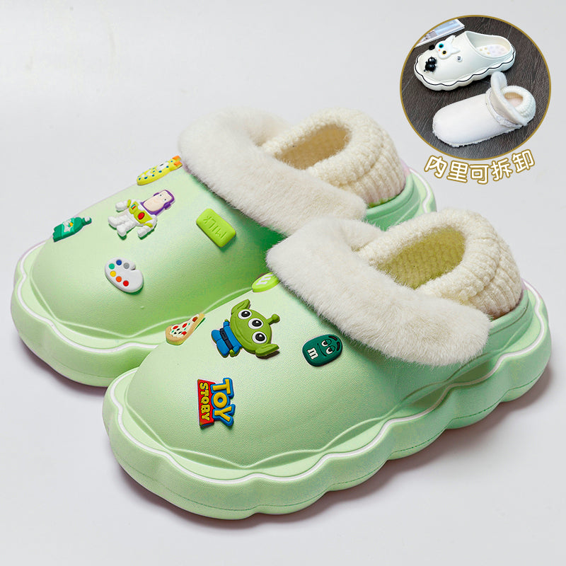 Inner Removable Cotton Slippers Women's Autumn and Winter Water-Proof Bag Heel Home Indoor Platform Insulated Cotton-Padded Shoes Outer Wear