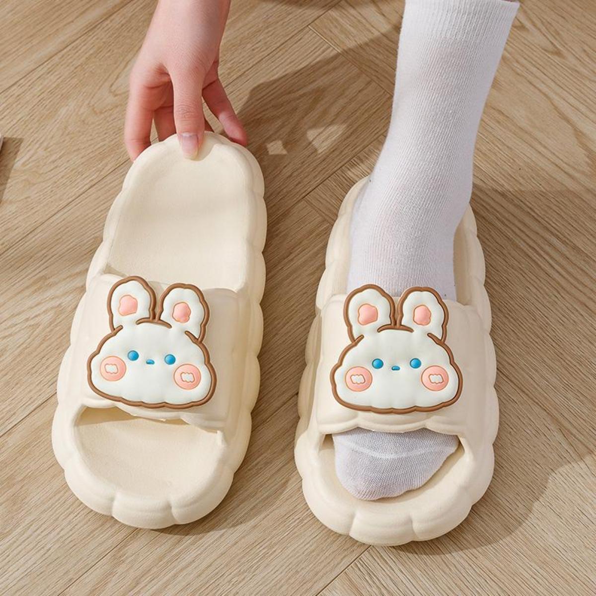 Women's Summer Indoor Home Bathroom Bath Non-Slip Cute Rabbit Shit Slippers Summer Outerwear