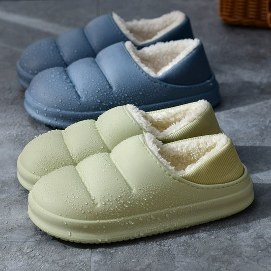 Waterproof Cotton Slippers Women's Bag Heel Autumn Winter Home Indoor Warm Plush Couple Men's Cotton Shoes