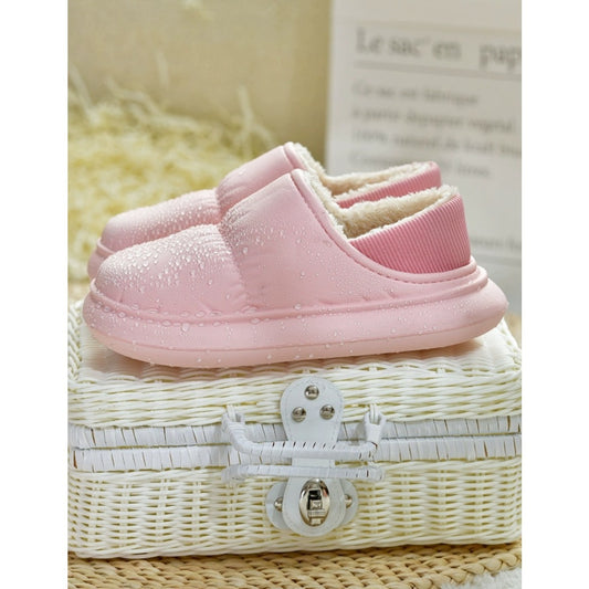 Cotton Slippers Worn Externally in Autumn Winter Plush Interior Thick Soles Warmth Waterproof Anti Slip Slippers