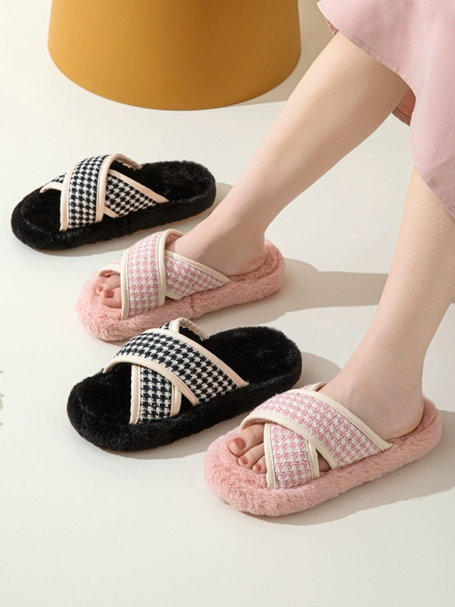 Thick Bottom Fluffy Slippers Women's Outer Wear 2023 New Autumn and Winter Fashion Plush Cotton Slippers Women