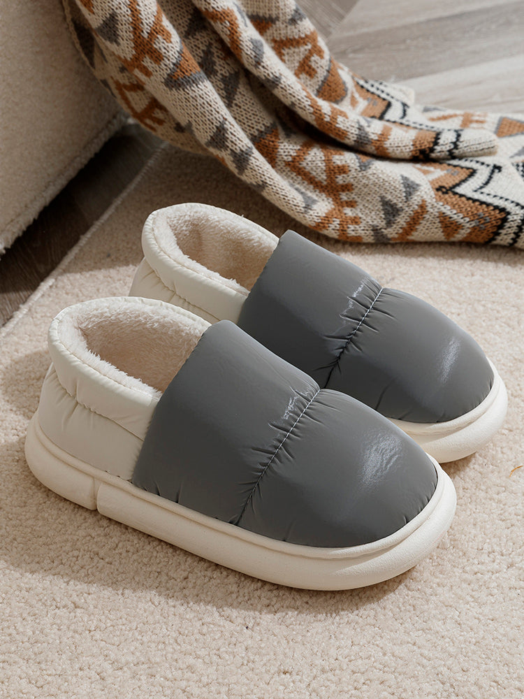 Cotton Slippers Women's Winter Bag Heel Outer Wear Fleece-Lined Waterproof Soft Bottom Home Warm Non-Slip Couples Cotton Shoes