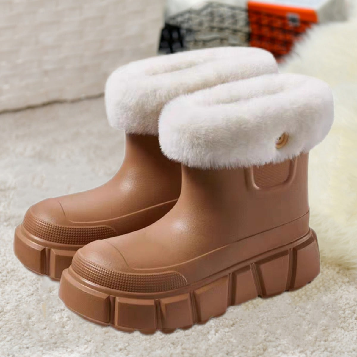 2023 New Rain Boots Waterproof Snow Boots Women's Platform Martin Boots Removable Fleece-Lined Rain Boots Cotton-Padded Shoes