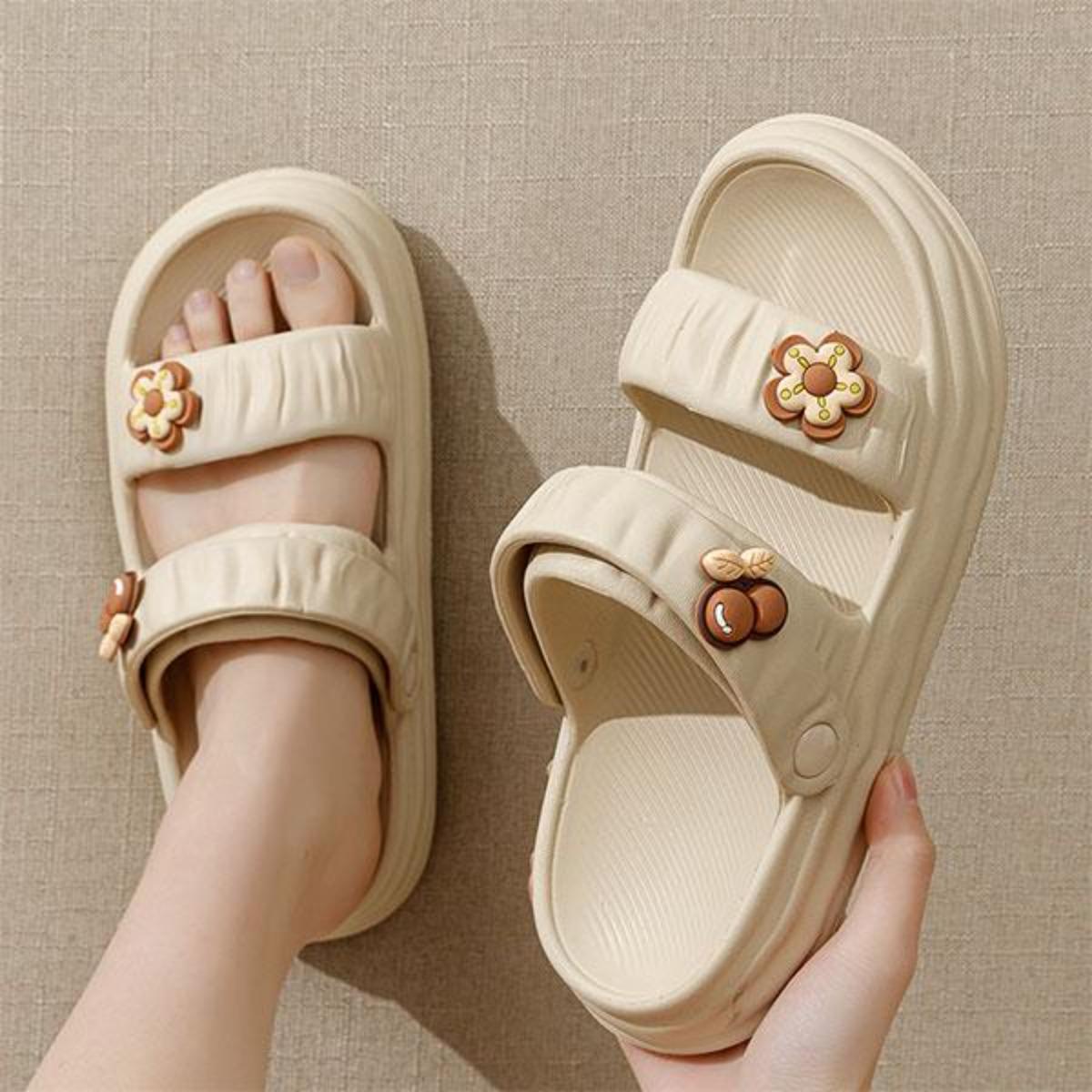 Women's Sandals Summer Outdoor Non-Slip Soft Bottom Fashion Home Home Half Slippers Beach Two Way Wear Slippers Height Increasing Sandals for Women