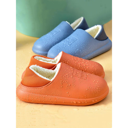 Free Shipping Women's Waterproof Autumn Winter Thick-soled Cotton Slippers for Home Men's Couples EVA Plush Warm Cotton Shoes