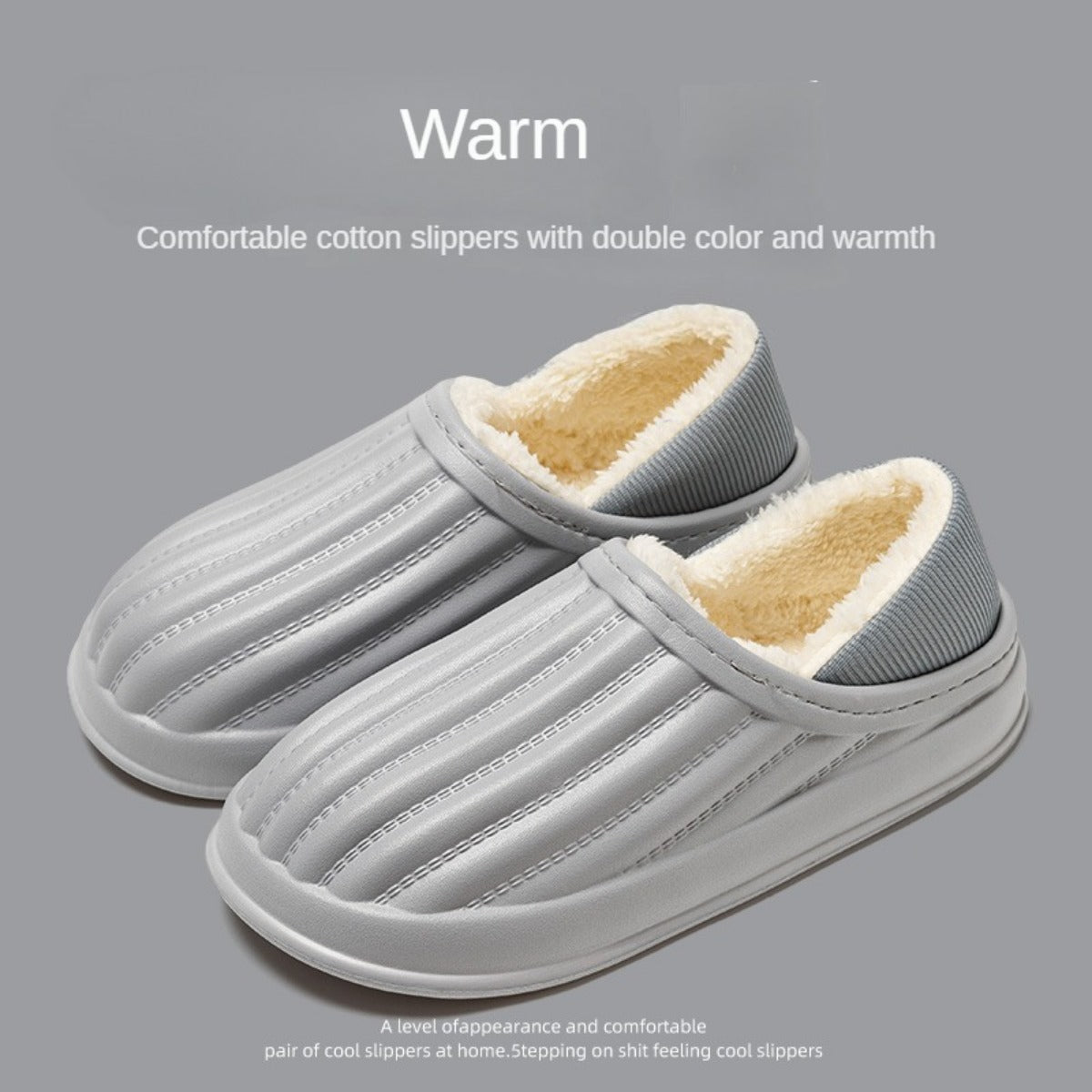 Waterproof Cotton Slippers Women's Autumn and Winter Indoor Home Thick Bottom Non-Slip Warm Plush Slippers Men's Bag Heel Confinement Cotton Shoes