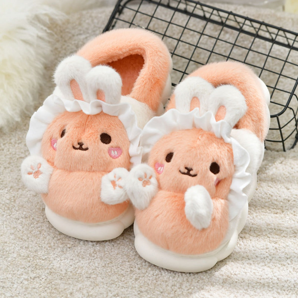 Cotton Slippers Women's Bag Winter Match Indoor Home Non-Slip Home Shoes Thick Bottom and Warm Keeping Woolen Slipper Winter