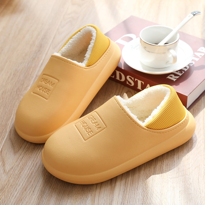 Women's Waterproof Autumn Winter Thick-soled Cotton Slippers EVA Plush Warm Cotton Shoes