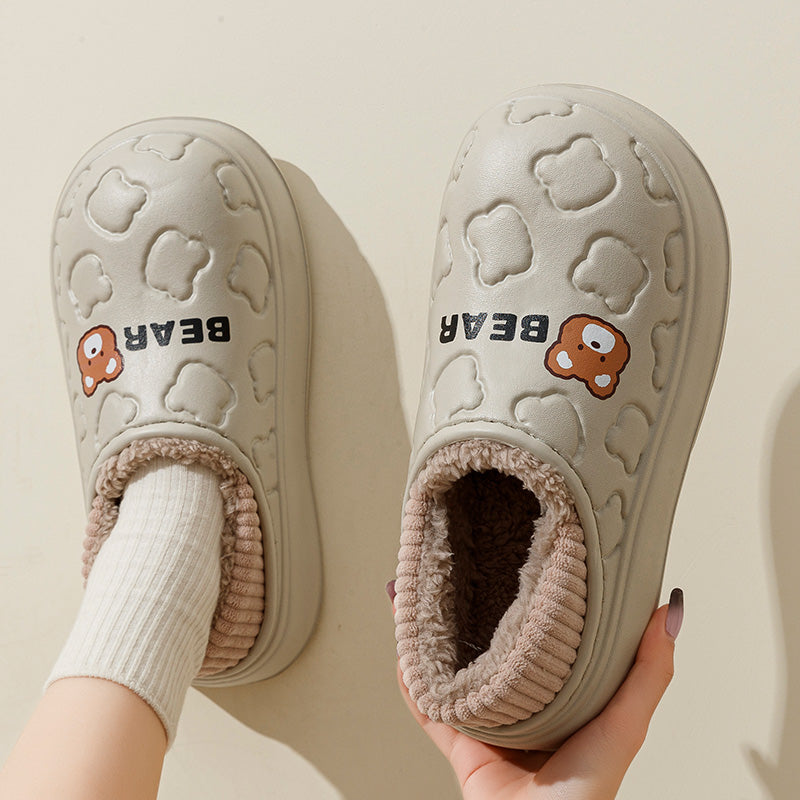 Waterproof Cotton Slippers Women's Winter Bag Heel Warm Home Indoor Shoes with Pile Platform Cotton Shoes Outside