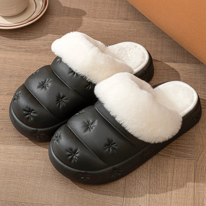 Waterproof Cotton Slippers Women's Winter Indoor Household Thick Bottom Couple Warm Slipper Nonslip Cotton Slippers Men