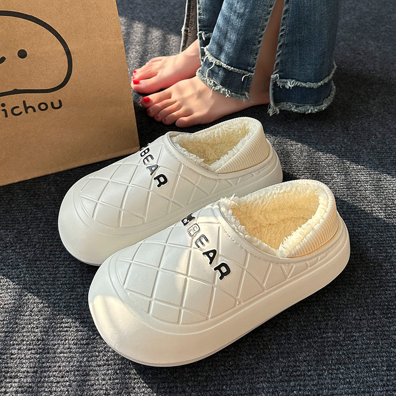 2023 New Waterproof Cotton Slippers Women's Winter Home Warm Non-Slip Cotton Slippers Outdoor Bag Heel Outdoor Cotton-Padded Shoes Men