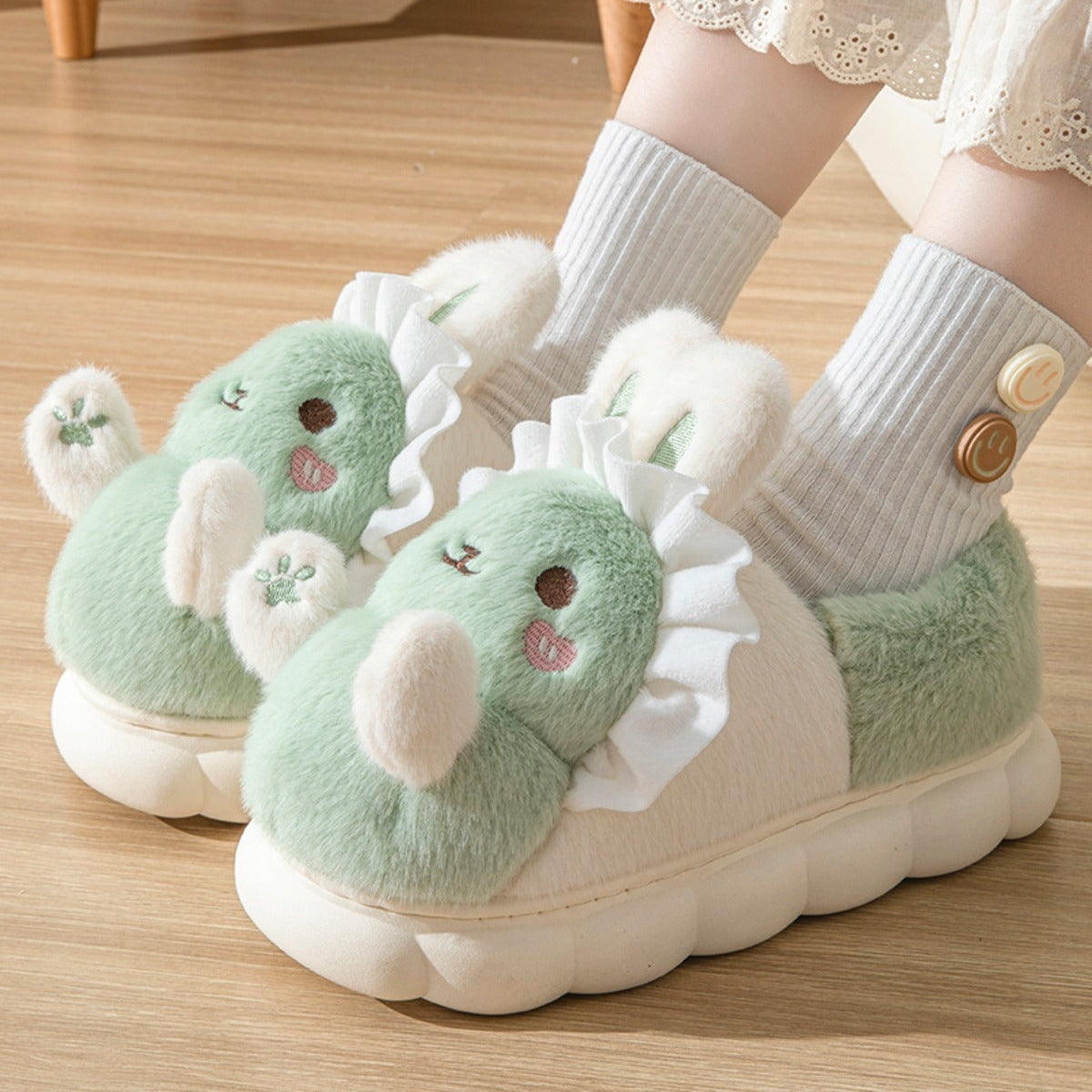 Cotton Slippers Women's Bag Winter Match Indoor Home Non-Slip Home Shoes Thick Bottom and Warm Keeping Woolen Slipper Winter