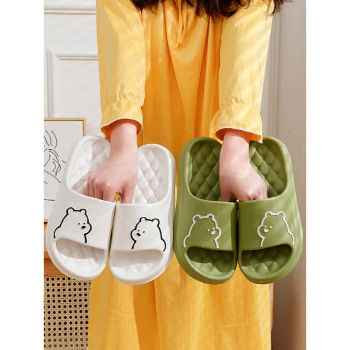 Women's Summer Cute Slip-on Slippers Cartoon Couple Interior Home Non-Slip Dormitory Platform Sandals for Men