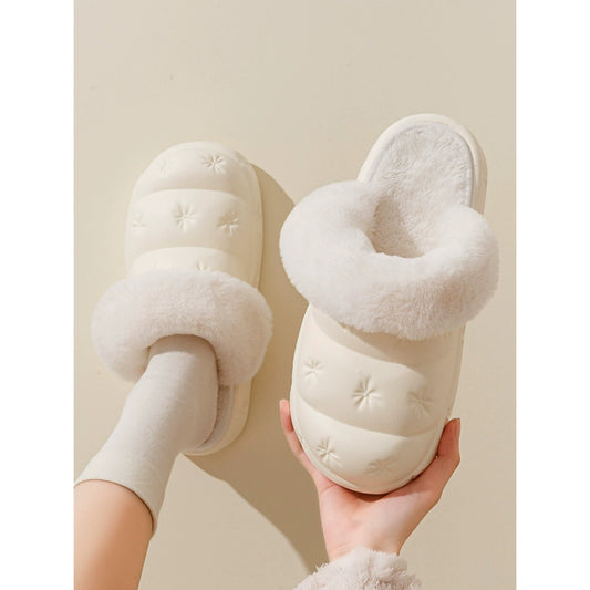 Waterproof Cotton Slippers Women's Winter Indoor Household Thick Bottom Couple Warm Slipper Nonslip Cotton Slippers Men