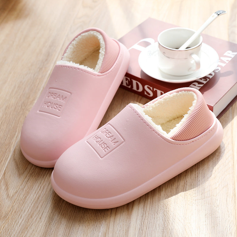 Women's Waterproof Autumn Winter Thick-soled Cotton Slippers EVA Plush Warm Cotton Shoes