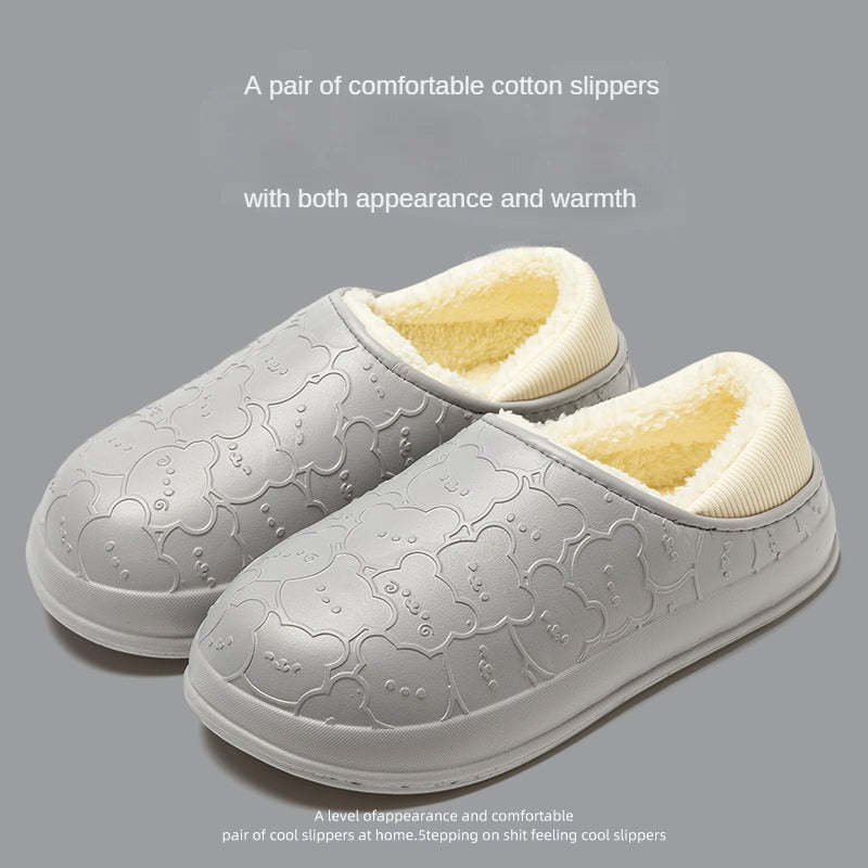 Cotton Slippers Women's Autumn and Winter Indoor Home Waterproof Warm Plush Cotton Shoes