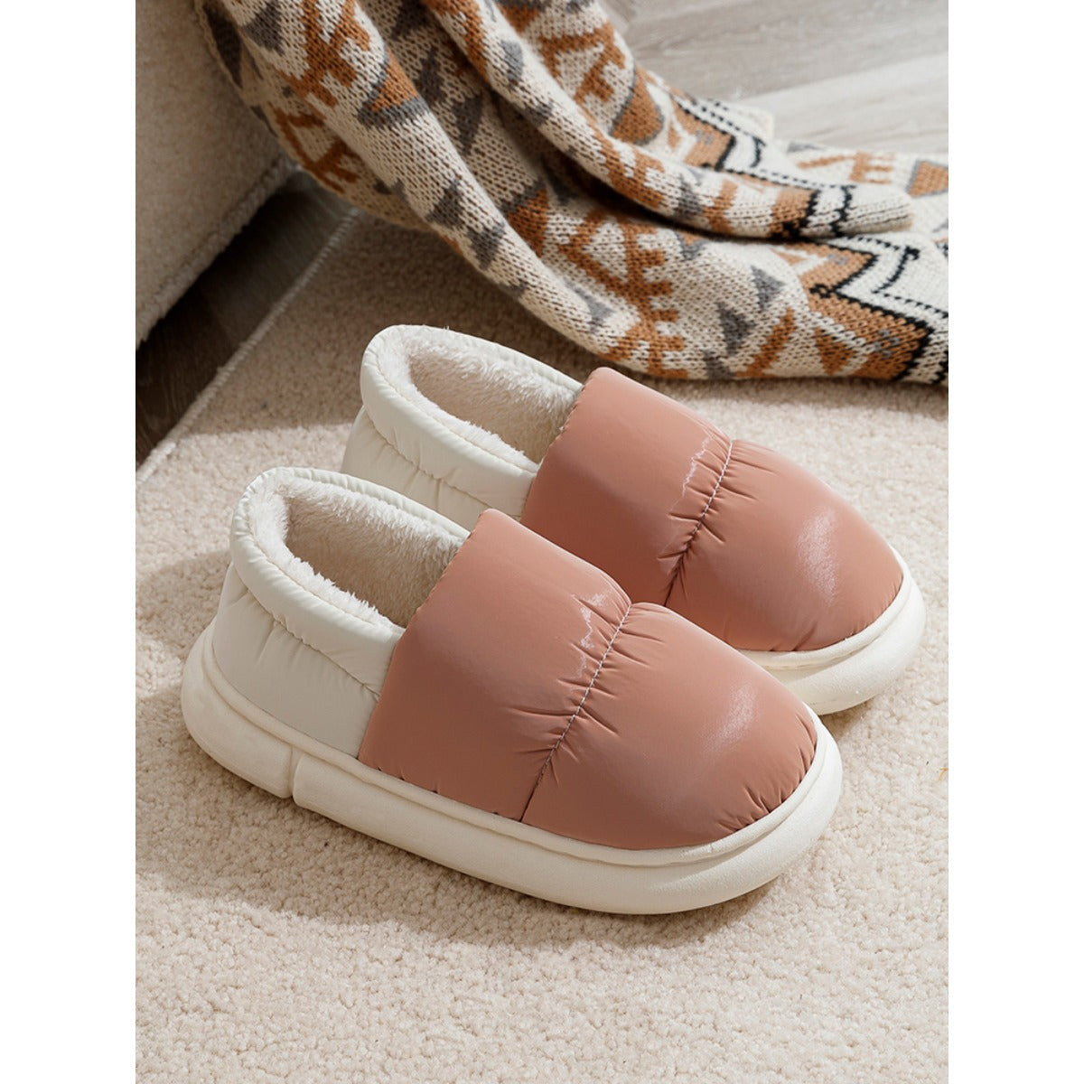 Cotton Slippers Women's Winter Bag Heel Outer Wear Fleece-Lined Waterproof Soft Bottom Home Warm Non-Slip Couples Cotton Shoes