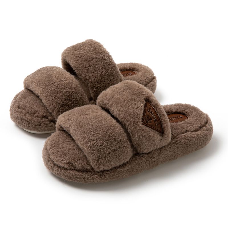 2023 New Women Plush Slippers for Outdoor Wear Korean Version Ins Shoes Autumn and Winter Indoor Plush Cotton Slippers for Women