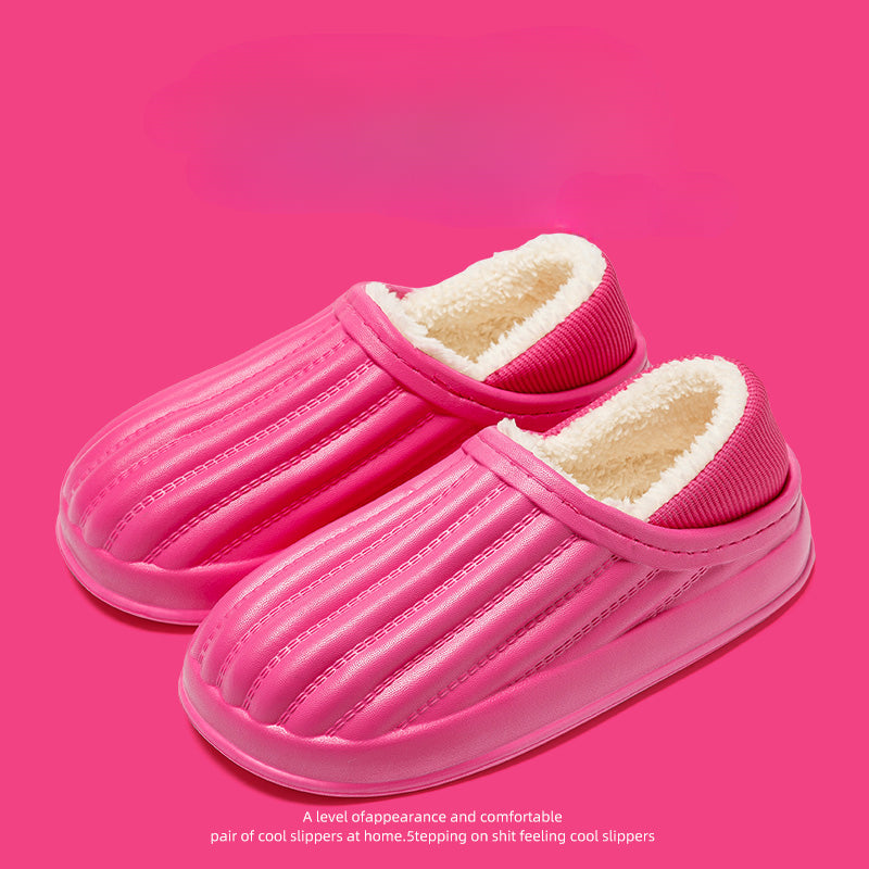 Waterproof Cotton Slippers for Women in Autumn and Winter 2023 New Indoor Home Anti-skid Plush Cotton Slippers for Household Use