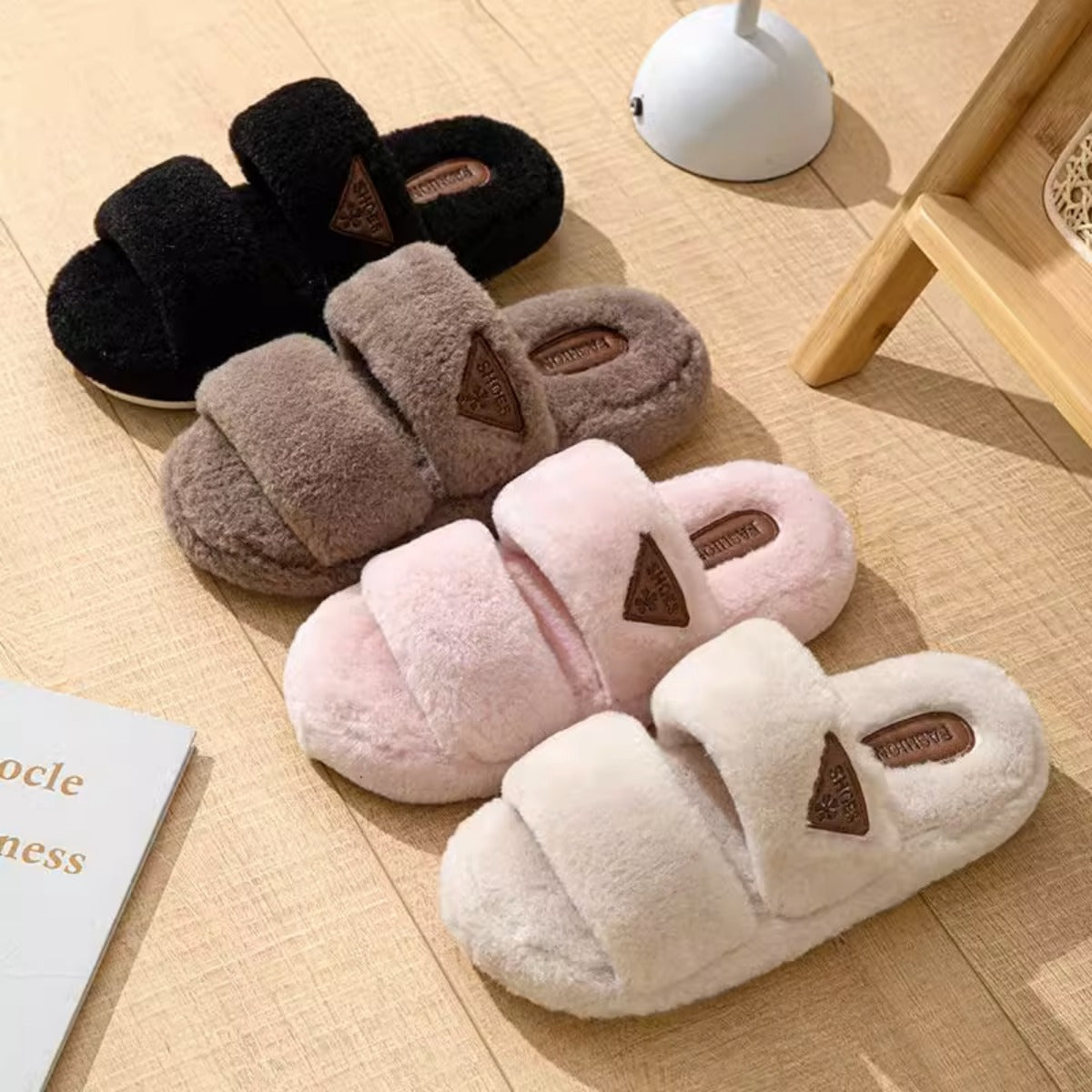 2023 New Women Plush Slippers for Outdoor Wear Korean Version Ins Shoes Autumn and Winter Indoor Plush Cotton Slippers for Women