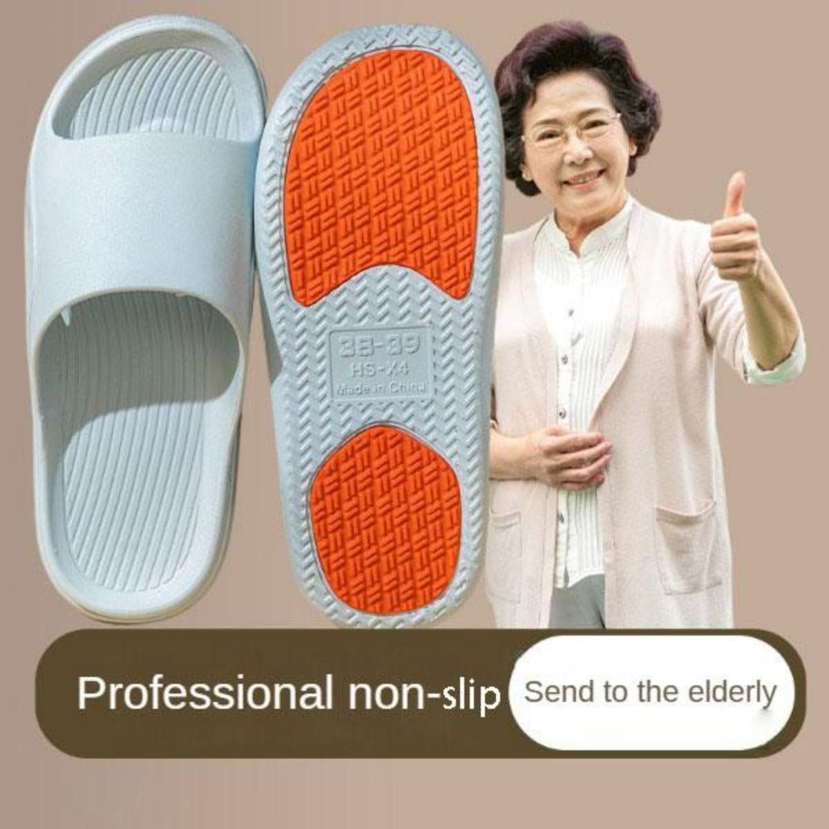 Elderly Non-Slip Slippers Indoor Home Summer Bathroom Bath Slippers Mom and Dad Middle-Aged and Elderly Male Female the Pregnant Home Slippers