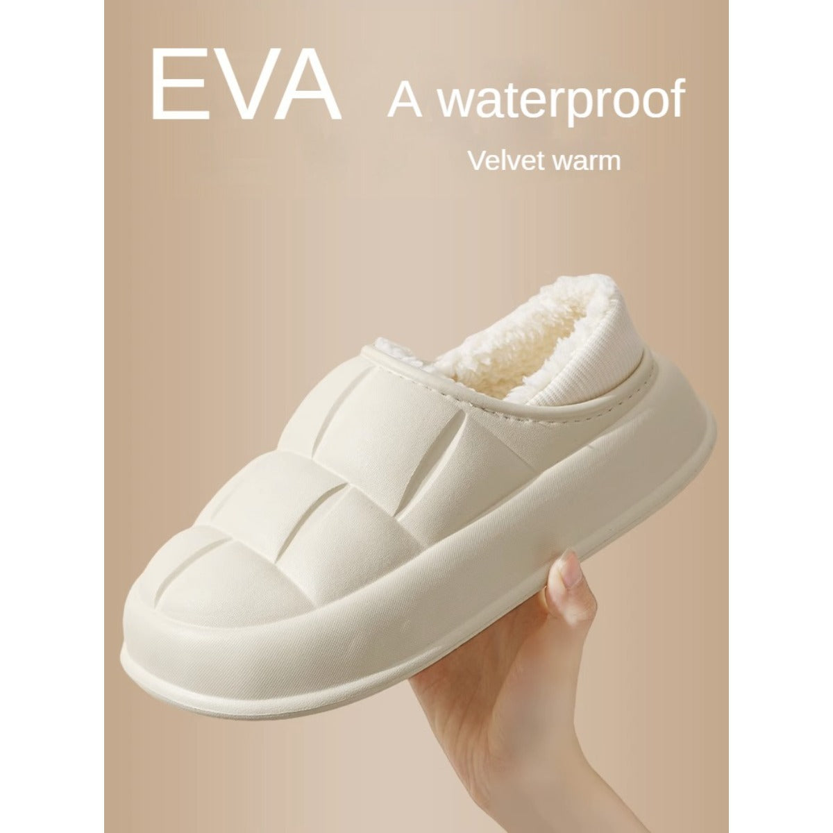 Waterproof Cotton Slippers Women's Winter Bag Heel Indoor Home Warm Postpartum Confinement Shoes Outer Wear Fleece-Lined Fluffy Cotton Shoes Men