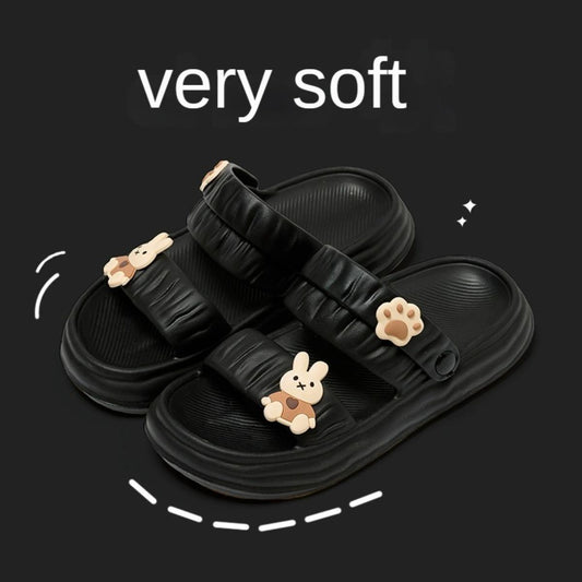 Women's Summer Outdoor Slippers Cute New Thick-Soled Drooping Two-Way Sandals Non-Slip Soft-Soled Fashionable All-Match Beach Slippers