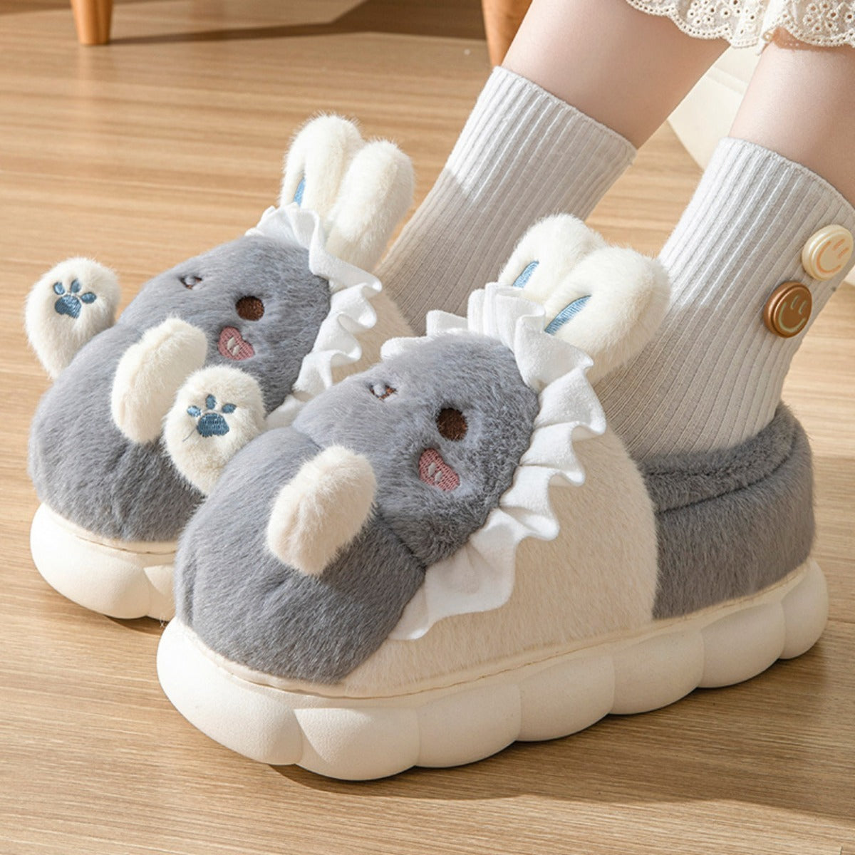 Cotton Slippers Women's Bag Winter Match Indoor Home Non-Slip Home Shoes Thick Bottom and Warm Keeping Woolen Slipper Winter