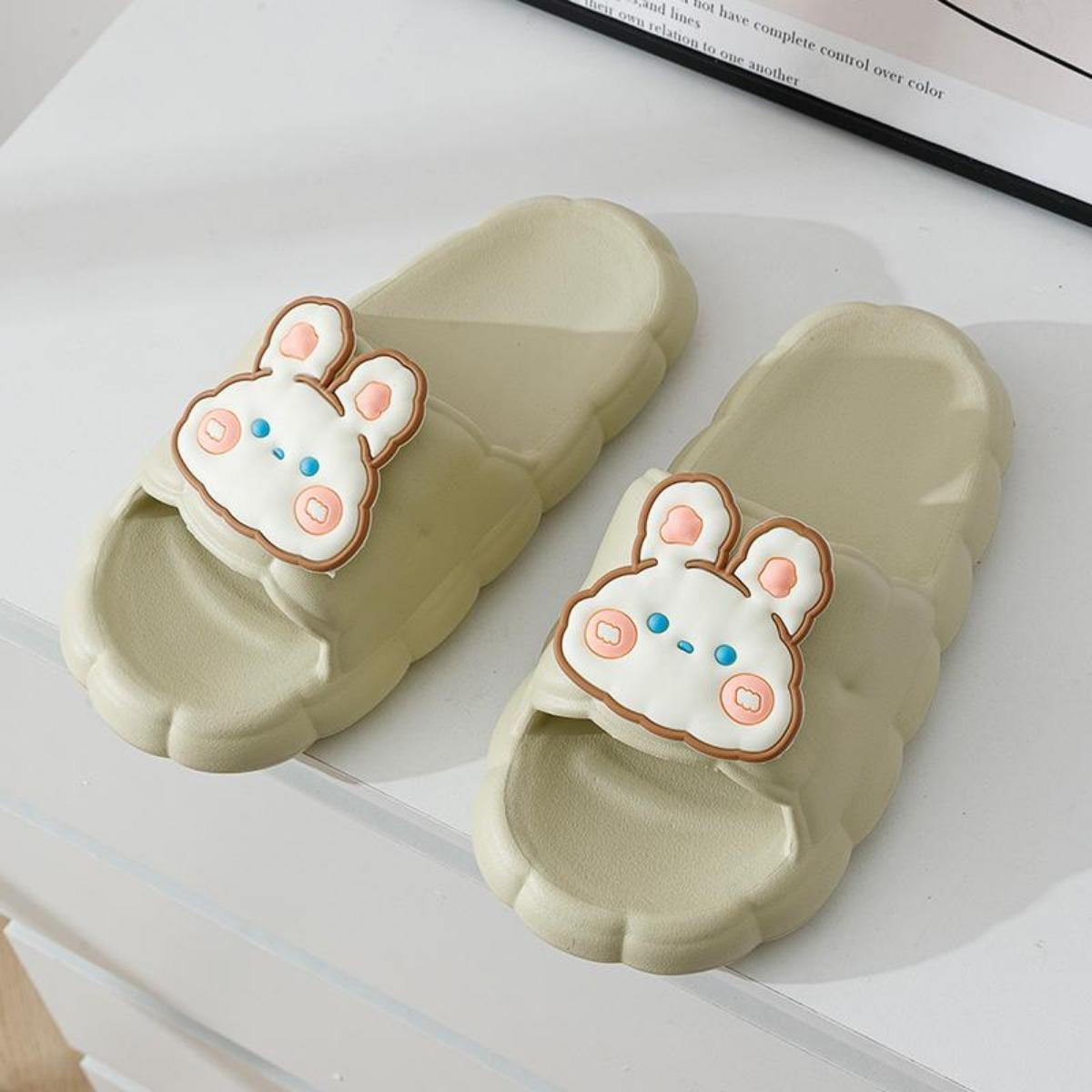 Women's Summer Indoor Home Bathroom Bath Non-Slip Cute Rabbit Shit Slippers Summer Outerwear