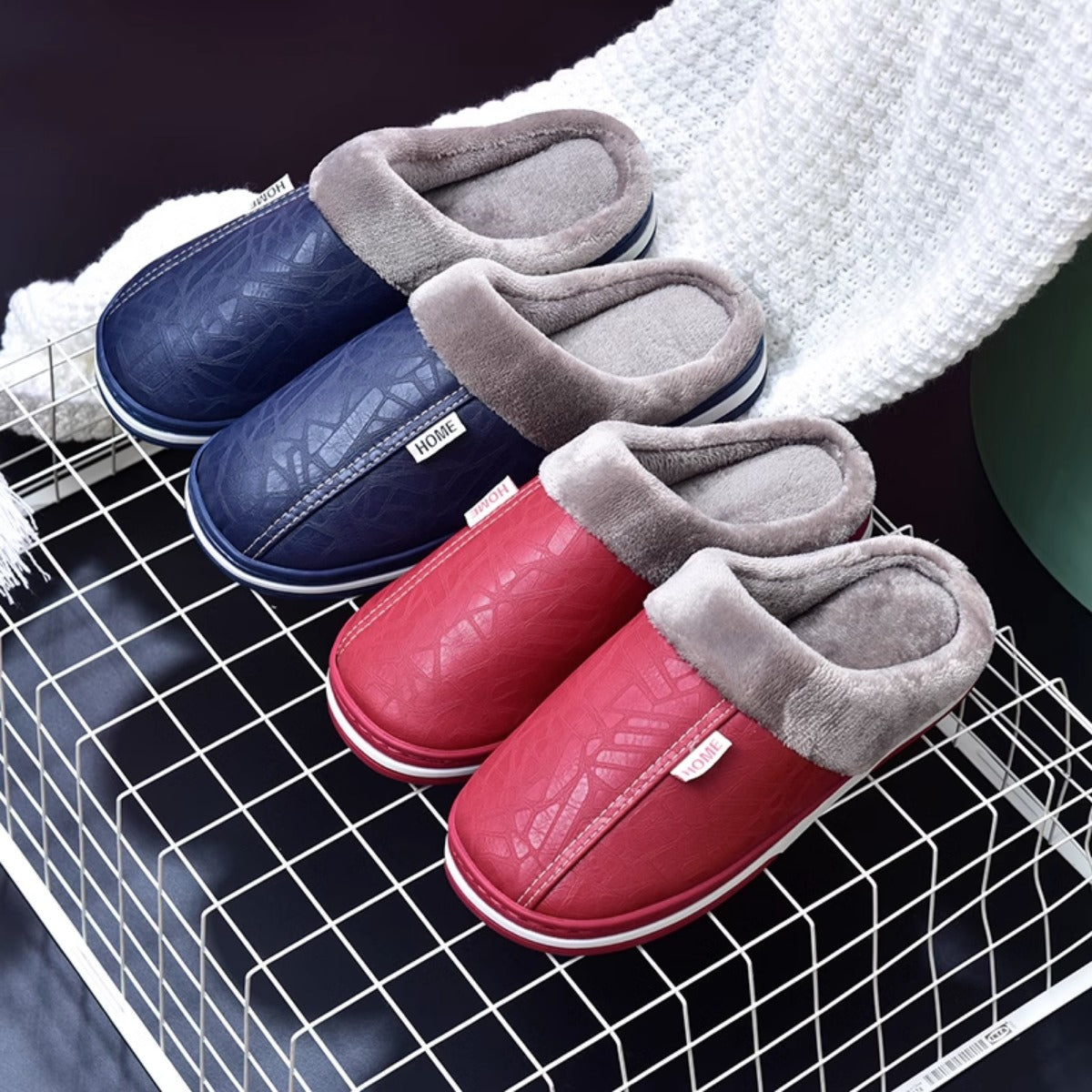 Middle-Aged and Elderly Thermal Cotton Slippers Men's Autumn and Winter Indoor Home Non-Slip Thick Bottom Home Plush Slippers for Women